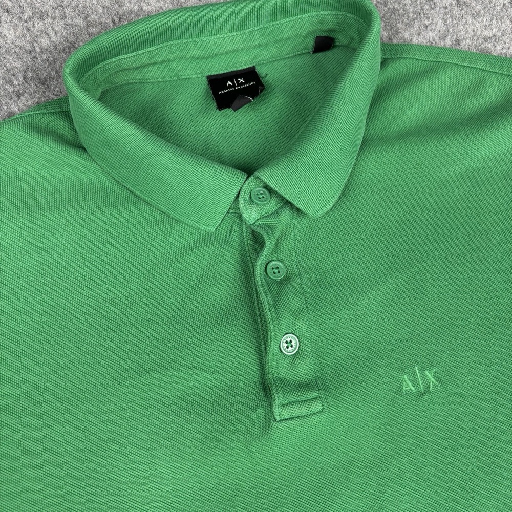 Armani Exchange Polo Shirt Mens Xl Green Short Sleeve Preppy Logo Casual Golf